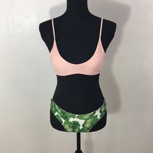 Tan and tropical leaf bikini